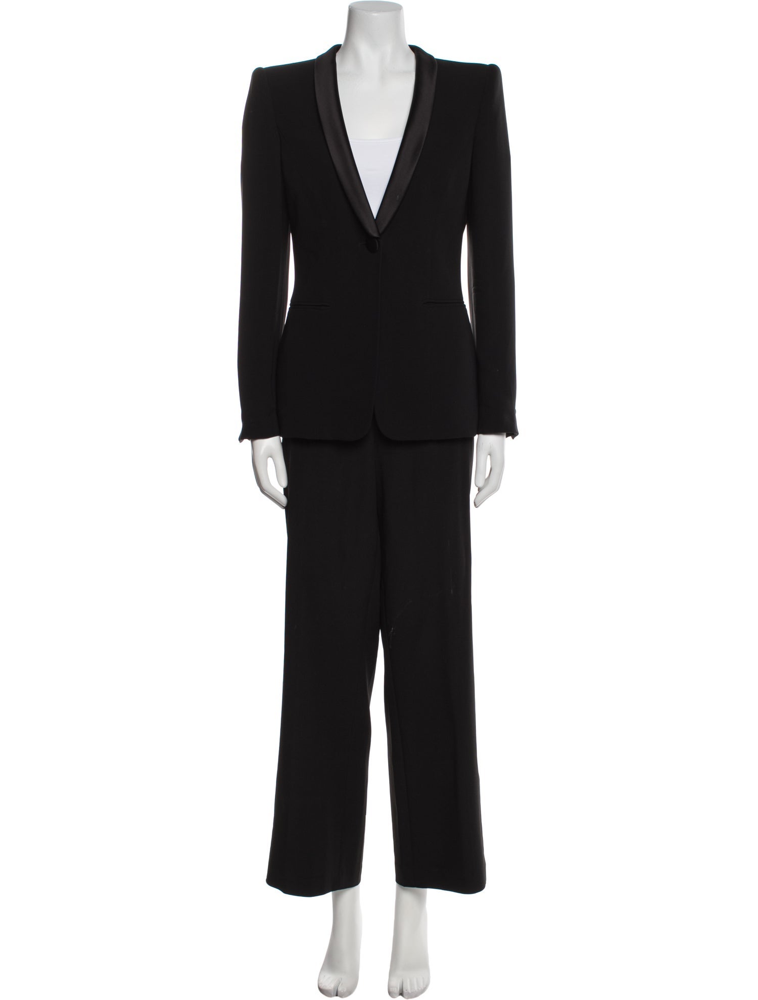 Giorgio Armani Virgin Wool Ruffle Embellishment Pantsuit