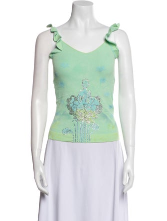 Giorgio Armani Floral Print Scoop Neck Top