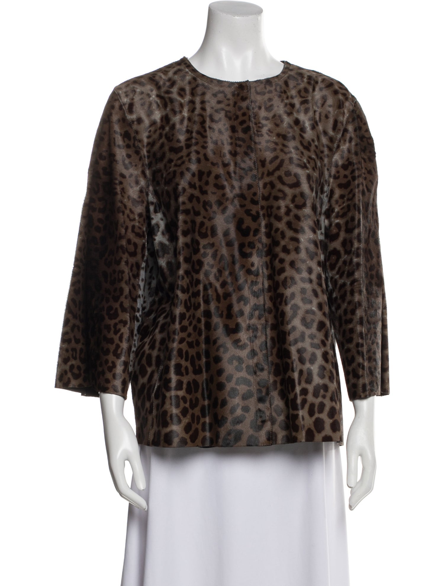 Giorgio Armani Calf Hair Animal Print Fur Coat w/ Tags