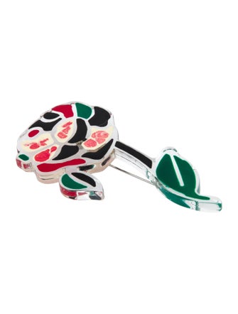 Giorgio Armani Enameled Resin Rose Pin Brooch