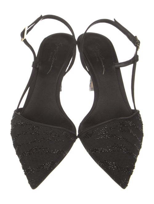 Giorgio Armani Suede Crystal Embellishments Slingback Pumps