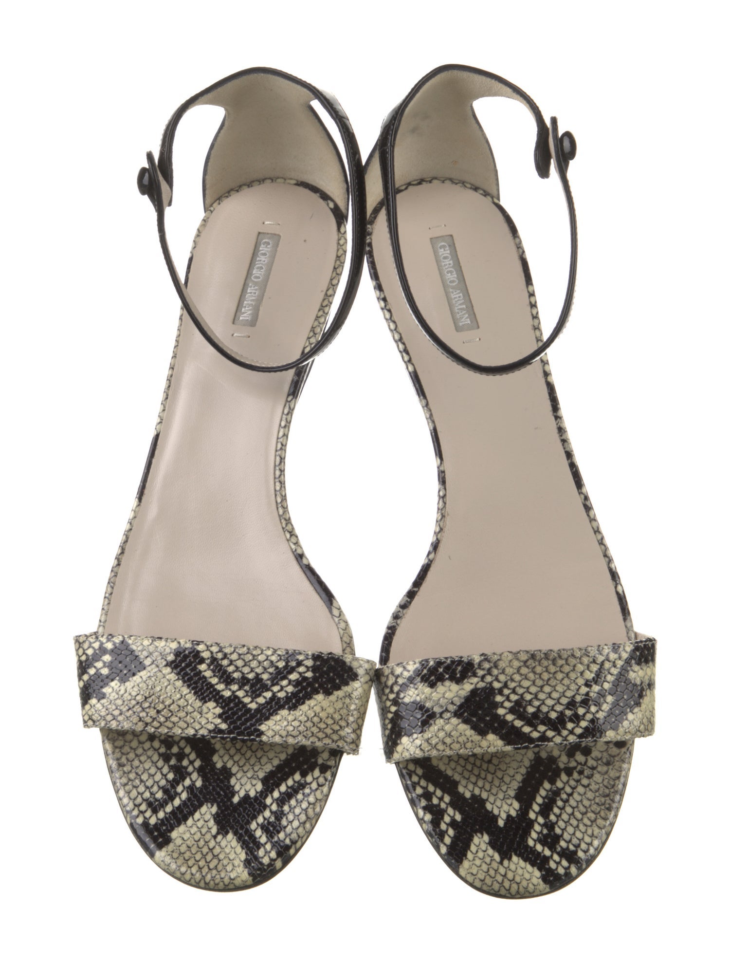 Giorgio Armani Embossed Leather Animal Print Sandals