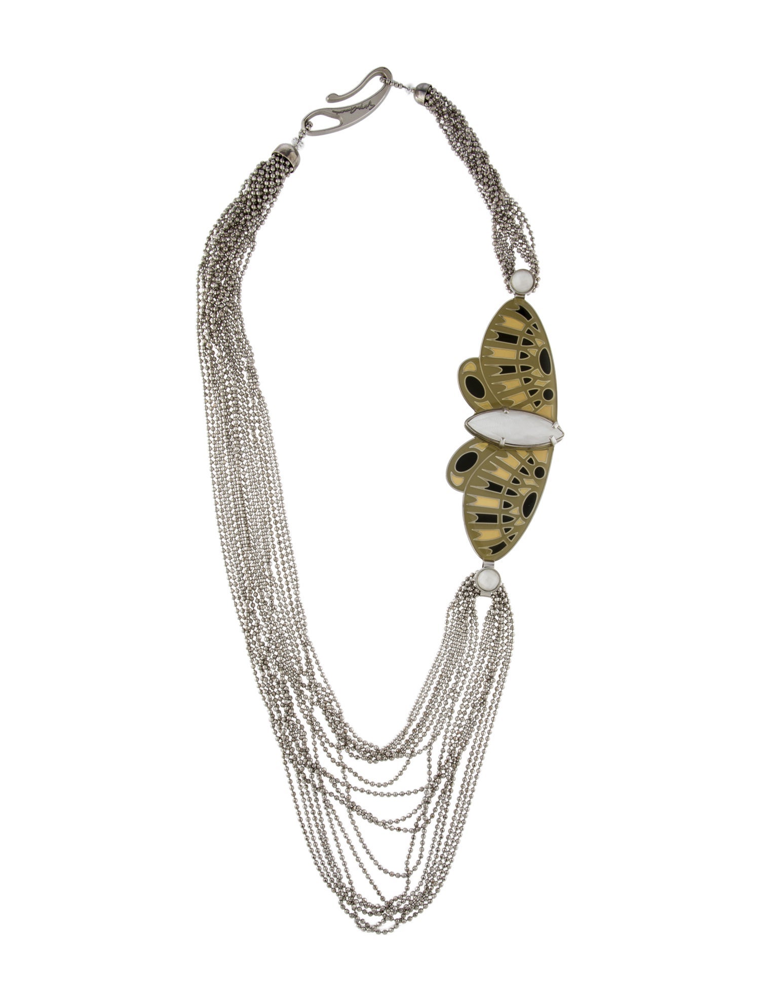 Giorgio Armani Crystal & Enamel Butterfly Beaded Multistrand Necklace