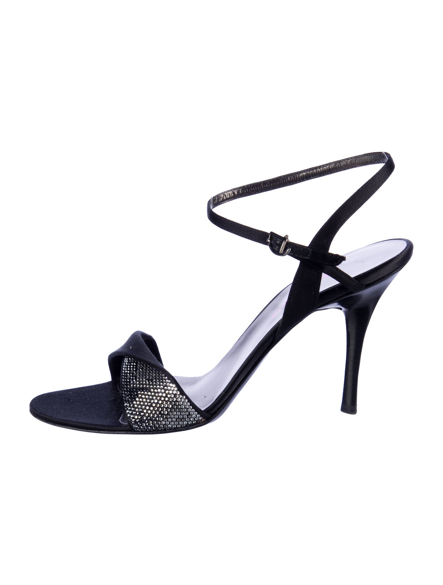 Giorgio Armani Satin Crystal Embellishments Sandals