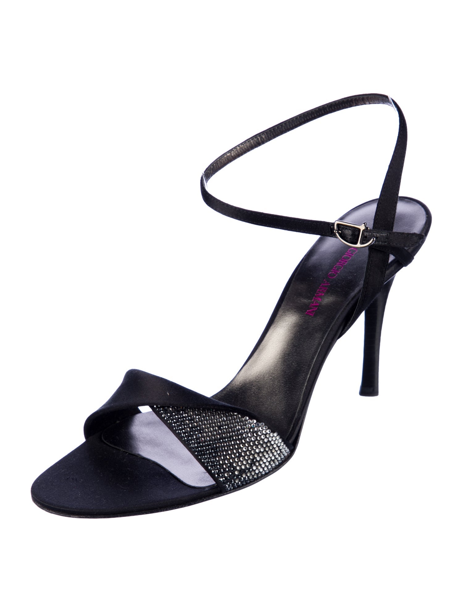 Giorgio Armani Satin Crystal Embellishments Sandals