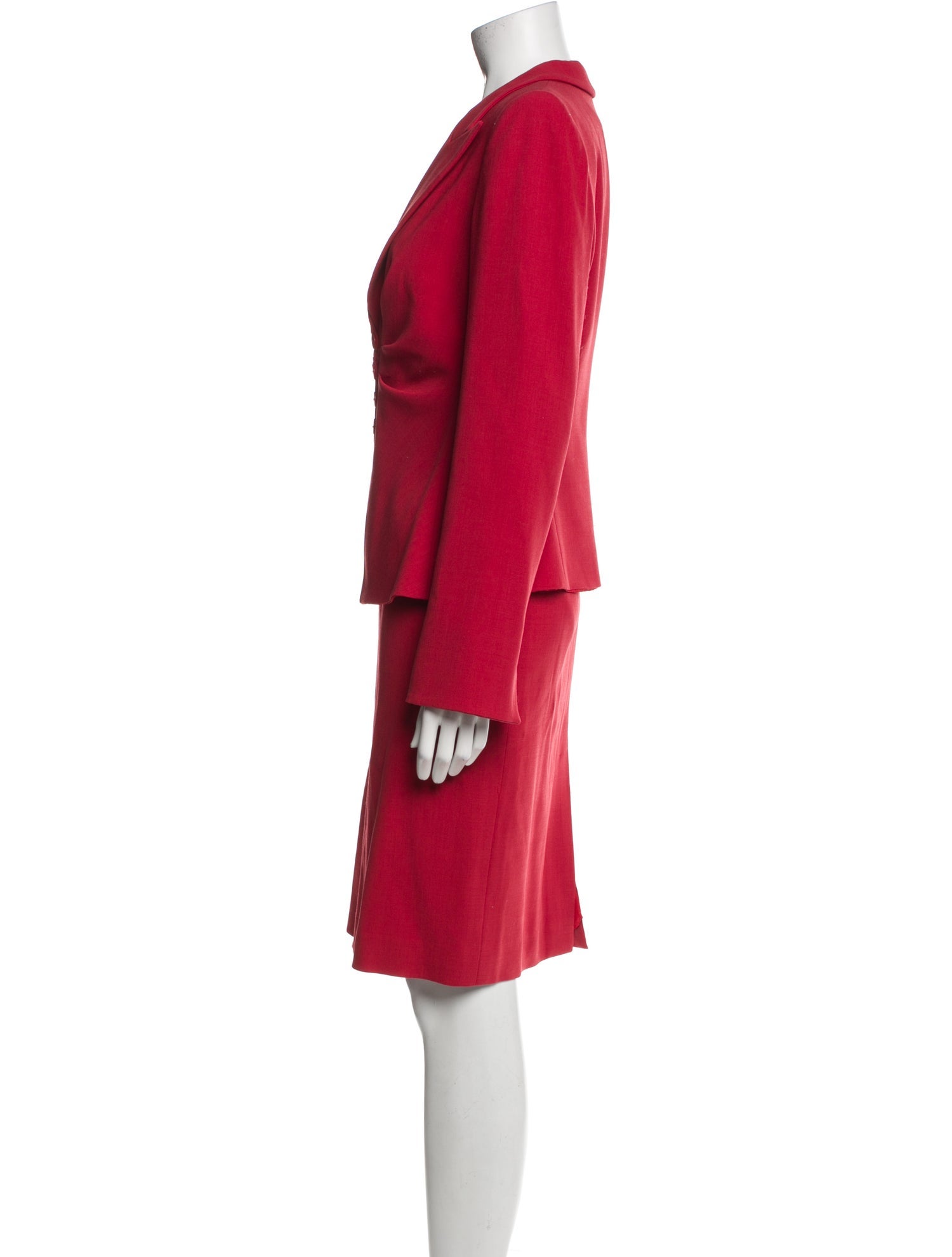 Giorgio Armani Virgin Wool Pleated Accents Skirt Suit