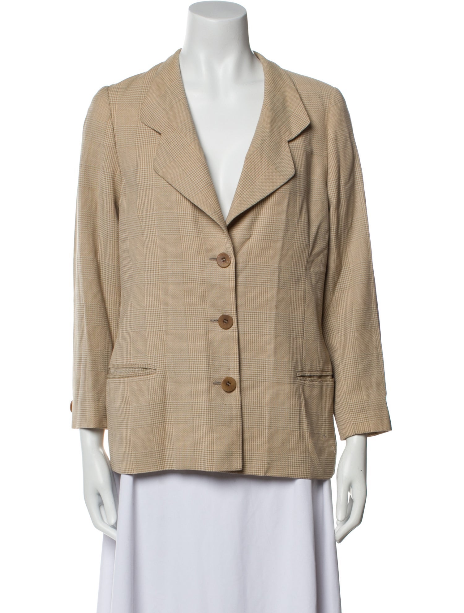 Giorgio Armani Virgin Wool Plaid Print Blazer