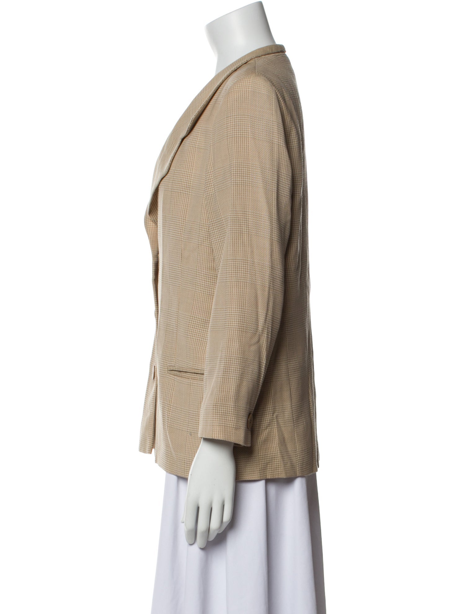 Giorgio Armani Virgin Wool Plaid Print Blazer