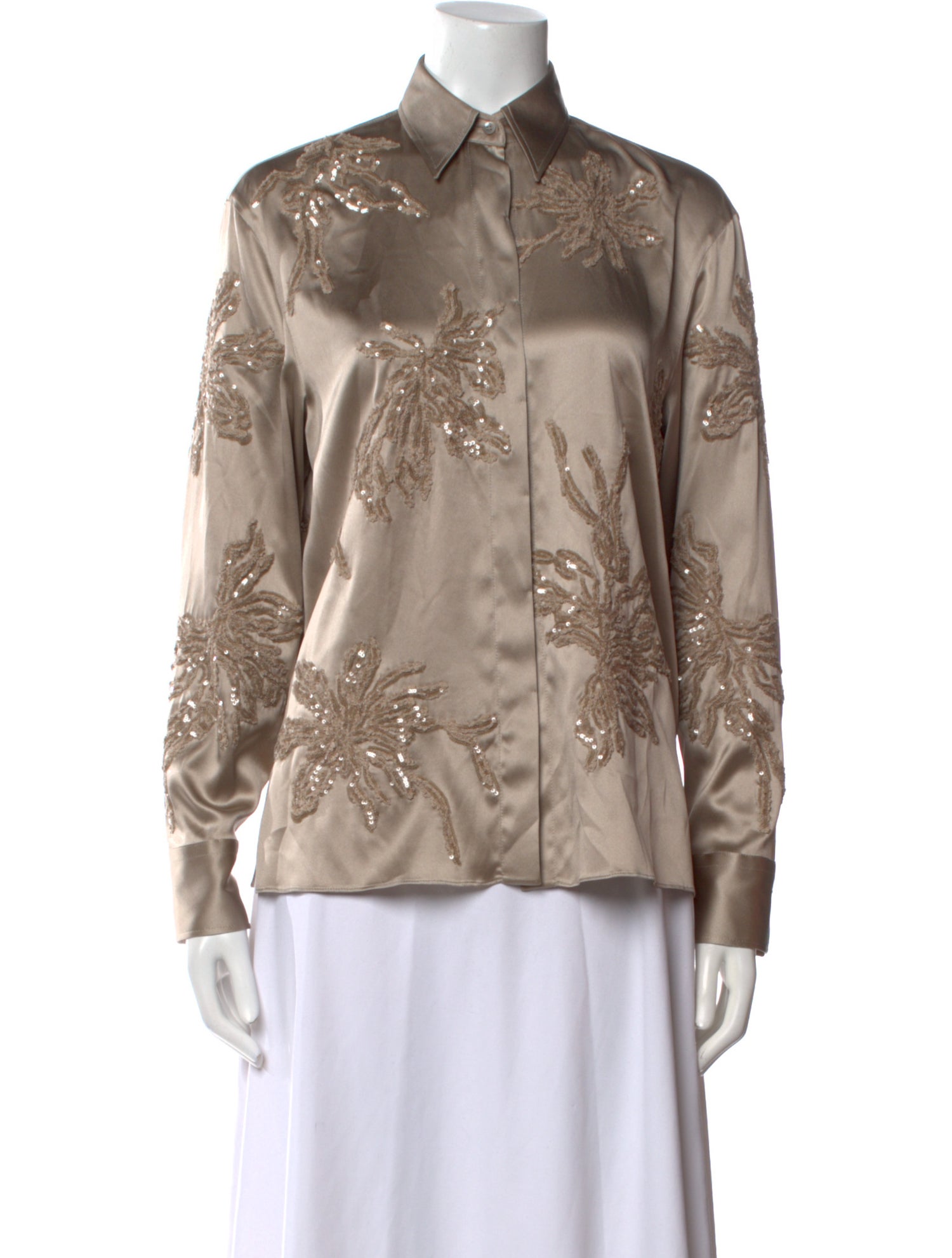 Giorgio Armani Printed Long Sleeve Button-Up Top