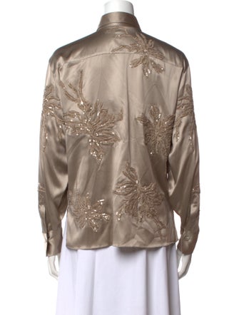 Giorgio Armani Printed Long Sleeve Button-Up Top