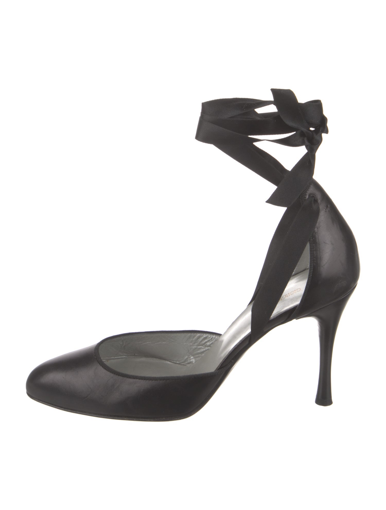 Giorgio Armani Leather Bow Accents D'Orsay Pumps