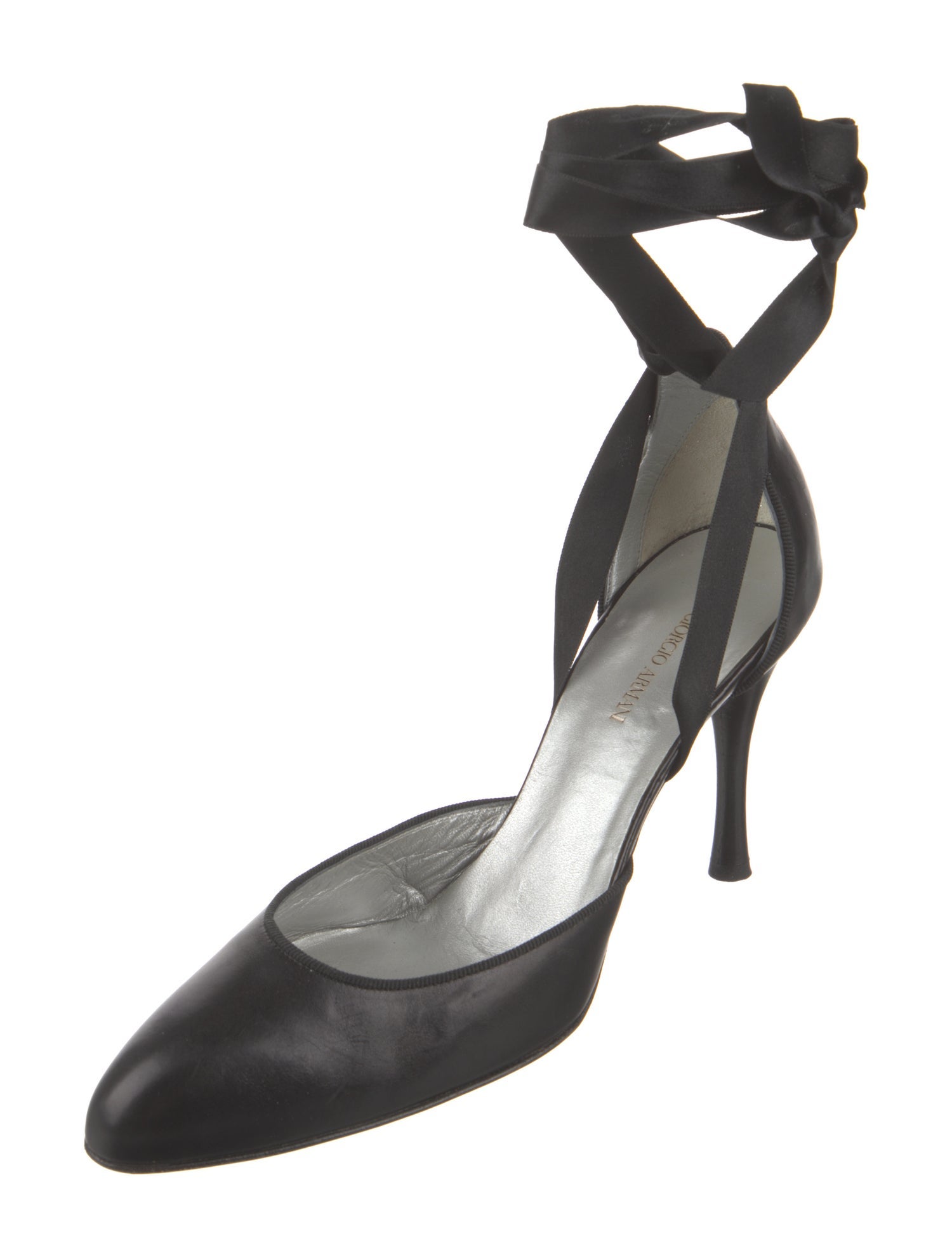 Giorgio Armani Leather Bow Accents D'Orsay Pumps