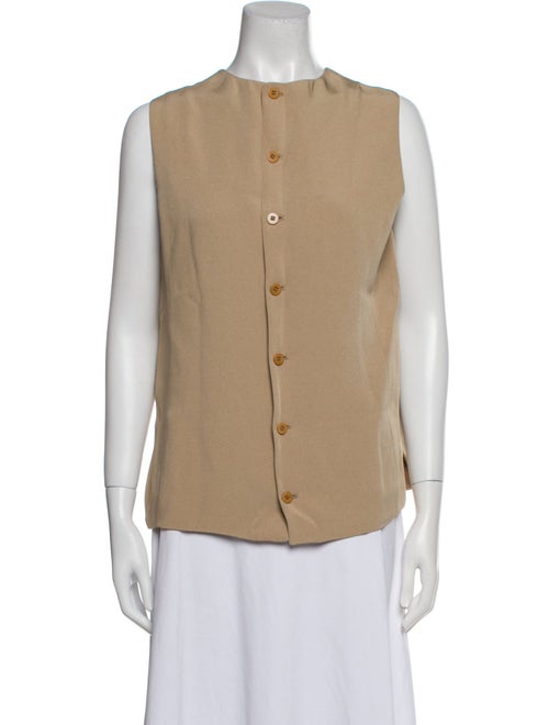 Giorgio Armani Crew Neck Sleeveless Button-Up Top