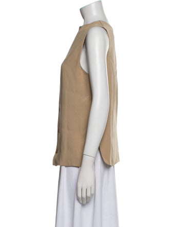 Giorgio Armani Crew Neck Sleeveless Button-Up Top