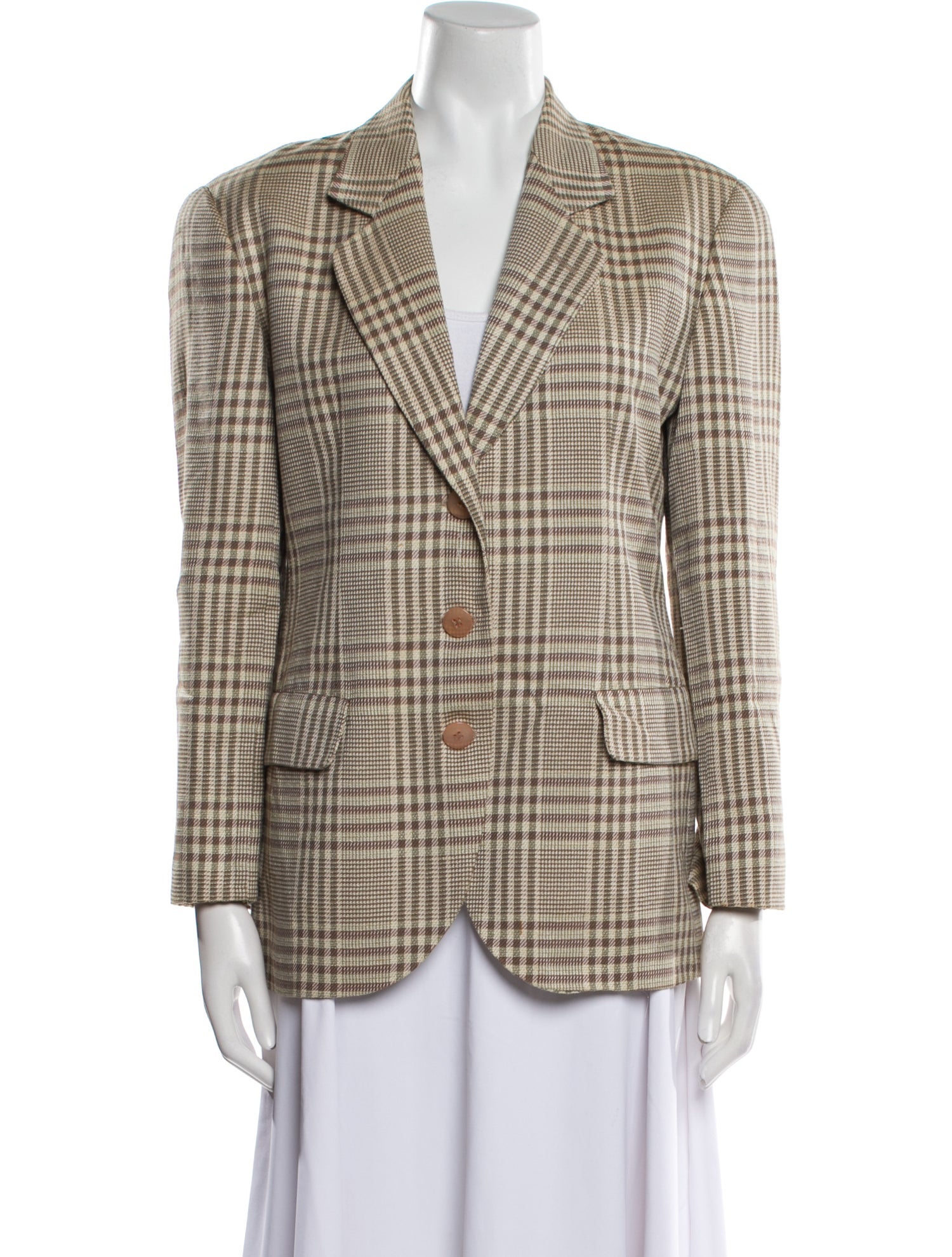 Giorgio Armani Wool Plaid Print Blazer