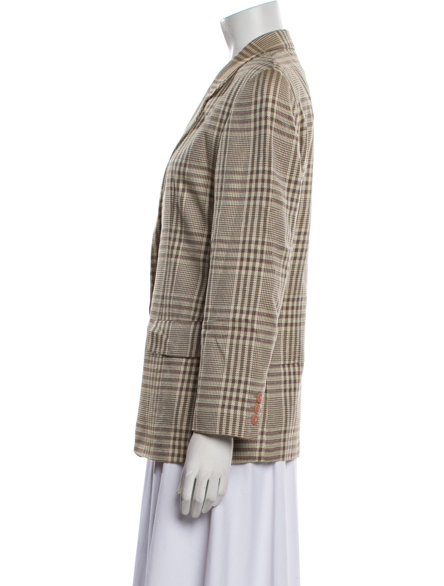 Giorgio Armani Wool Plaid Print Blazer