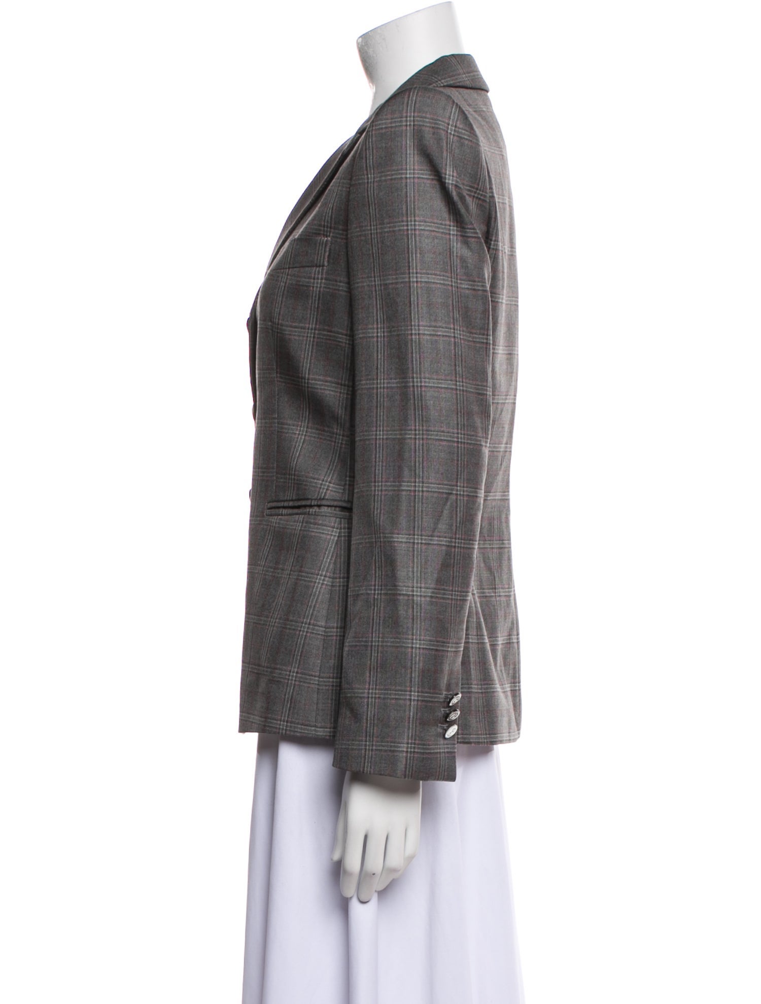 Giorgio Armani Virgin Wool Plaid Print Blazer