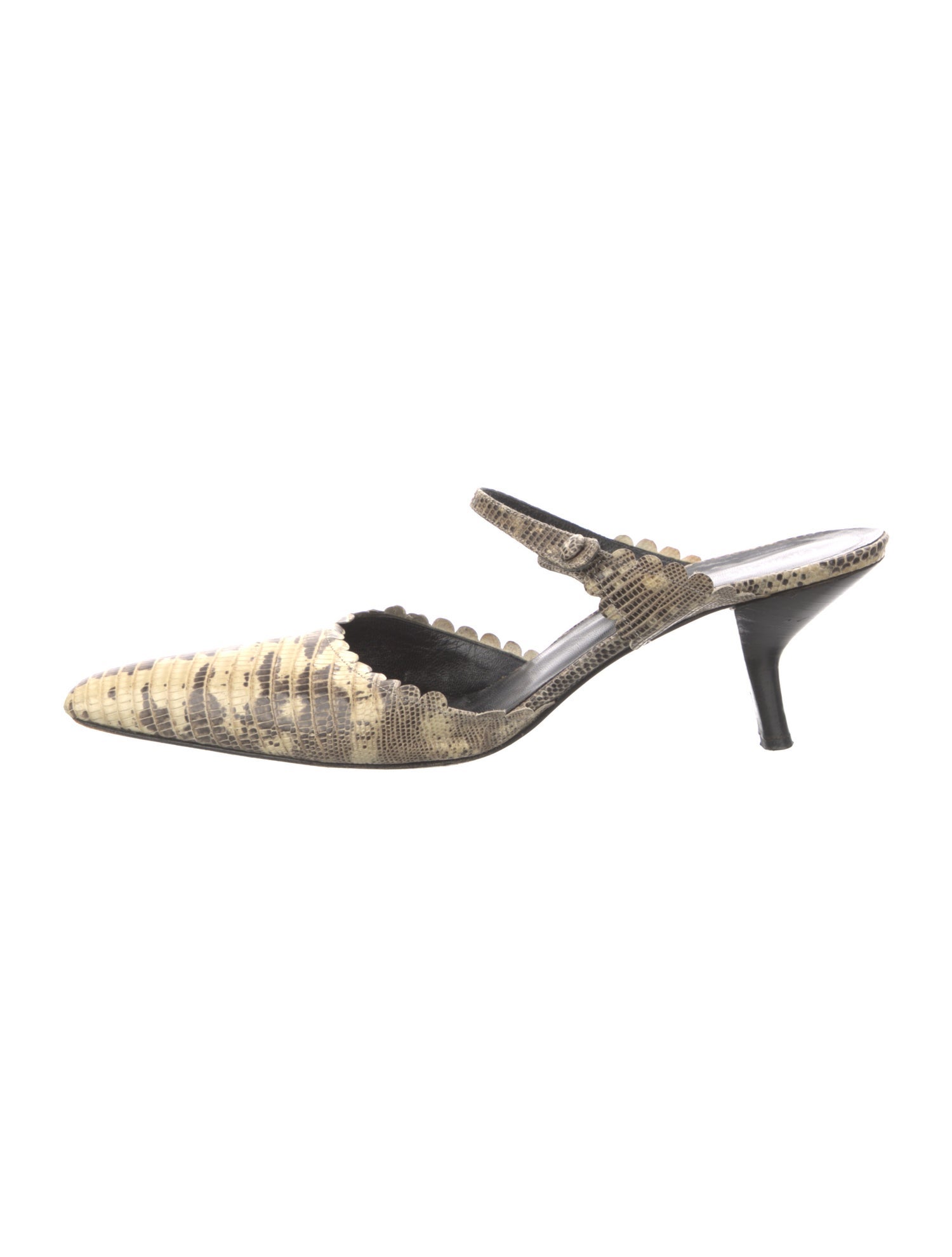 Giorgio Armani Leather Animal Print Mules