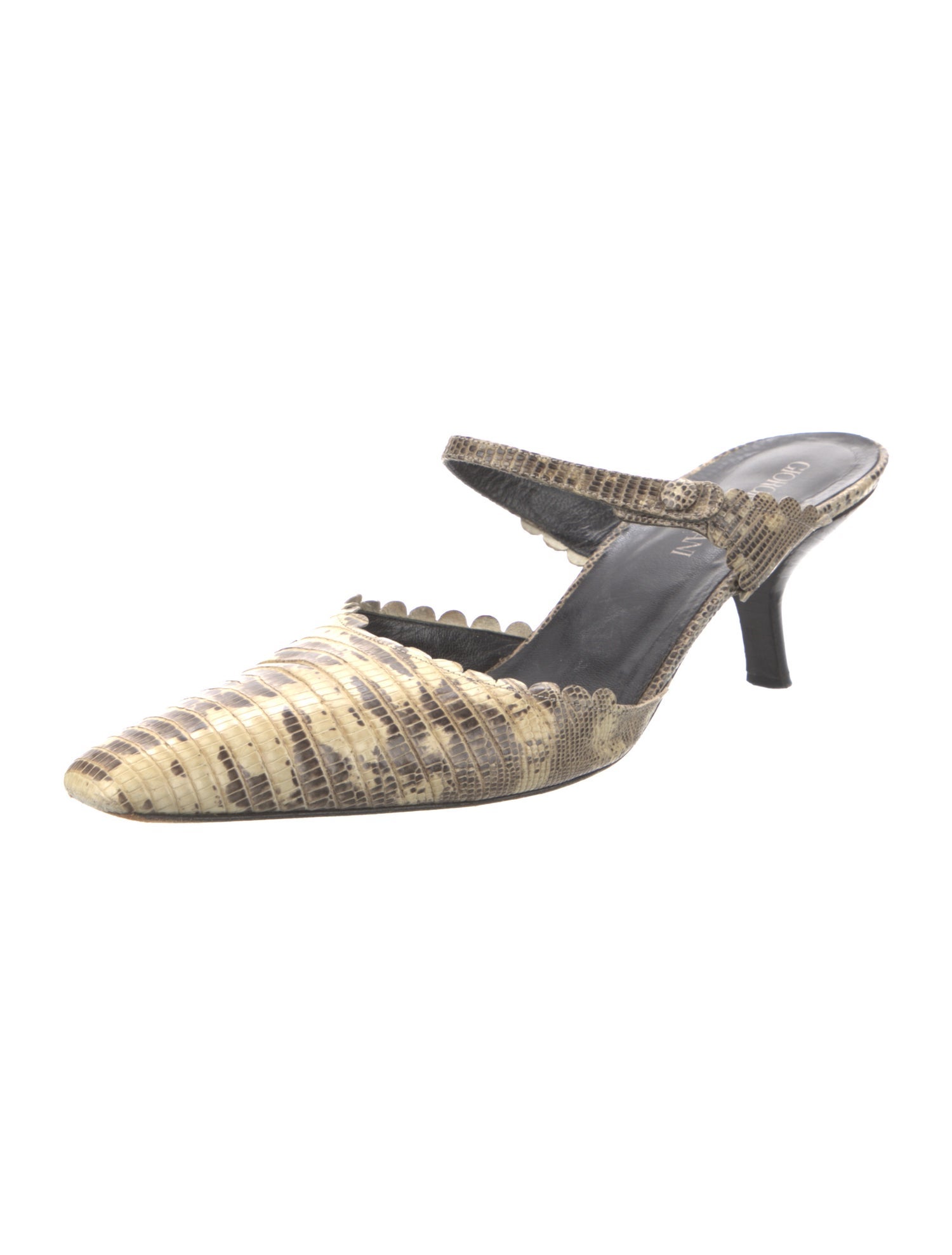 Giorgio Armani Leather Animal Print Mules