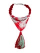 Giorgio Armani Silk Beaded Tassel Scarf Necklace