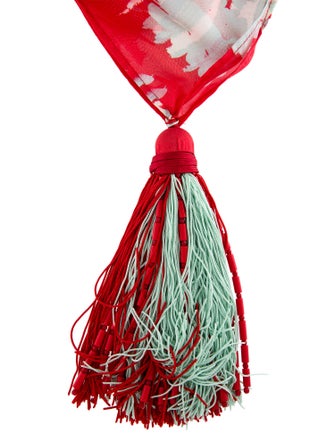 Giorgio Armani Silk Beaded Tassel Scarf Necklace