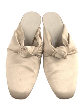 Giorgio Armani Satin Leather Trim Embellishment Mules