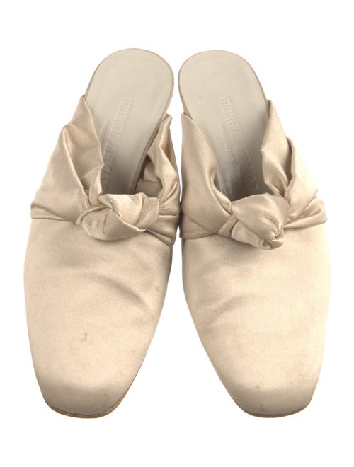 Giorgio Armani Satin Leather Trim Embellishment Mules