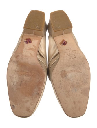 Giorgio Armani Satin Leather Trim Embellishment Mules