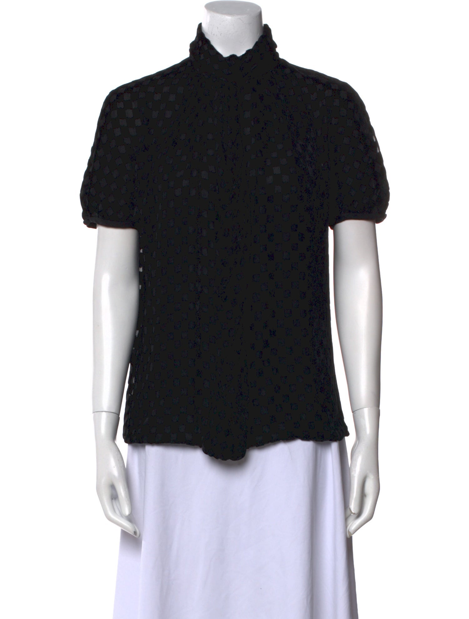 Giorgio Armani Printed Mock Neck Button-Up Top