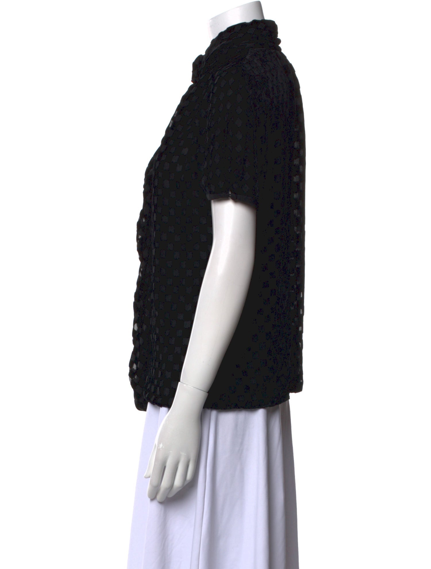 Giorgio Armani Printed Mock Neck Button-Up Top