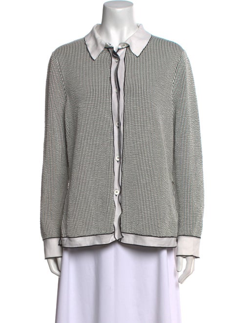 Giorgio Armani Striped Long Sleeve Button-Up Top