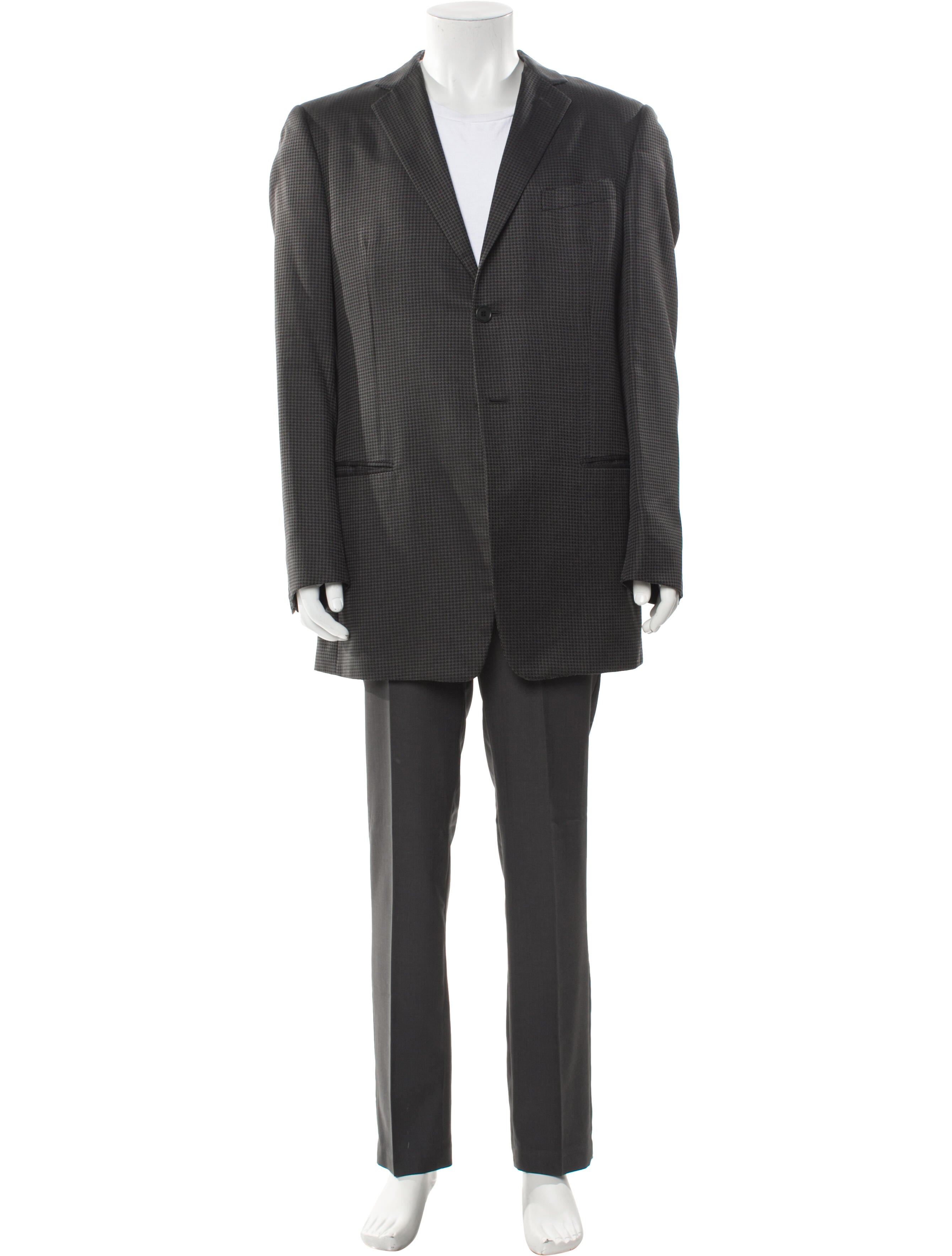 Giorgio Armani Wool Plaid Print Blazer