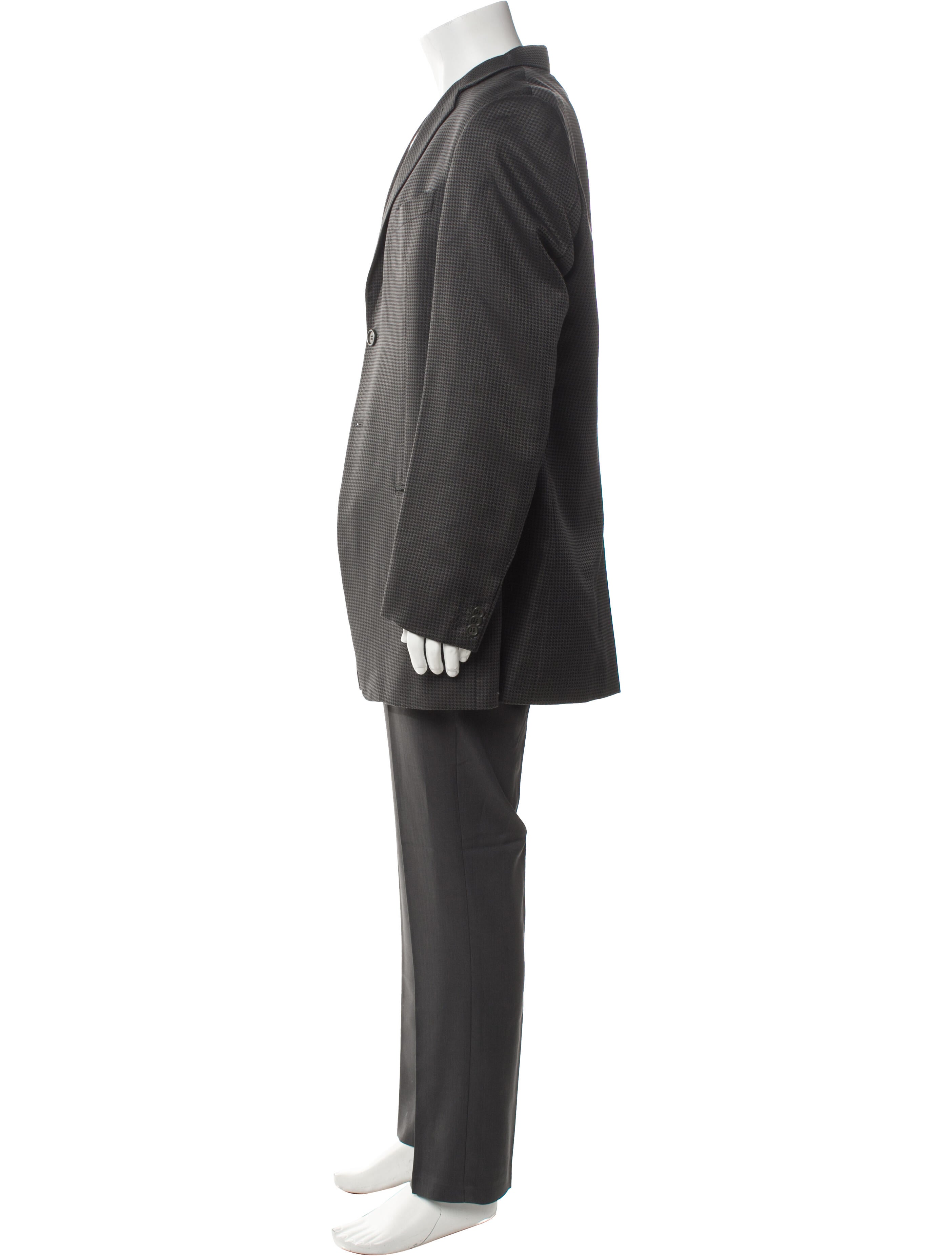 Giorgio Armani Wool Plaid Print Blazer