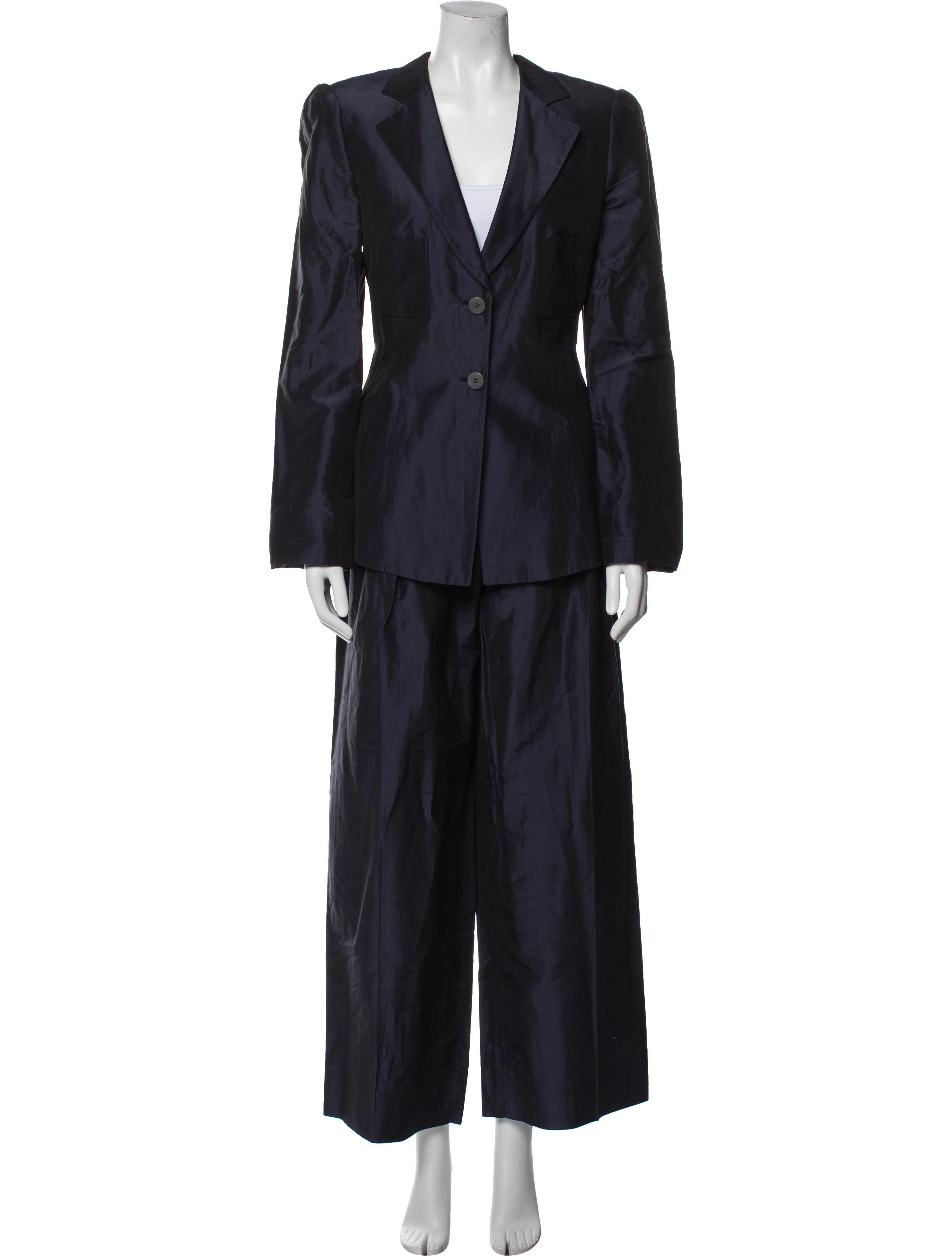 Giorgio Armani Virgin Wool Pleated Accents Pantsuit