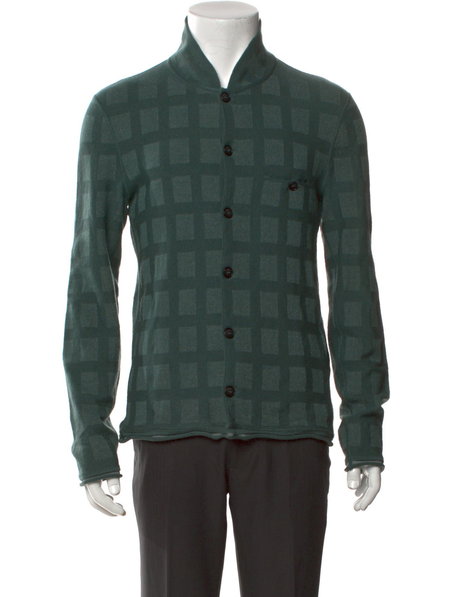Giorgio Armani Virgin Wool Plaid Print Shirt