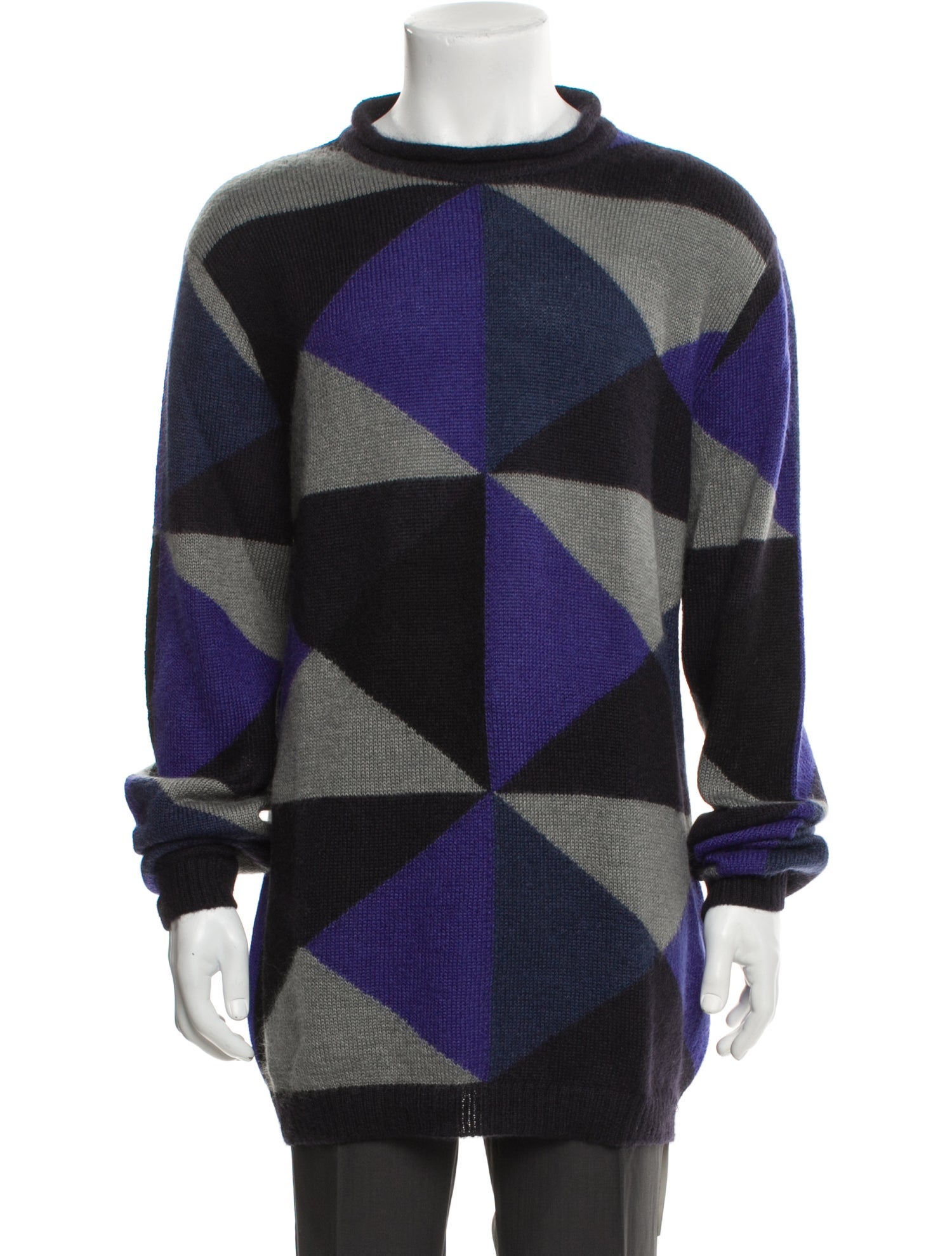 Giorgio Armani Colorblock Pattern Crew Neck Pullover