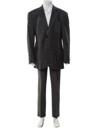 Giorgio Armani Virgin Wool Plaid Print Blazer