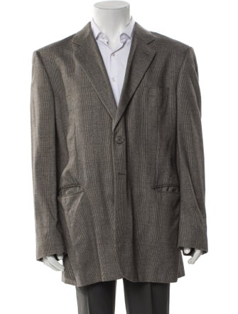 Giorgio Armani Silk Plaid Print Blazer