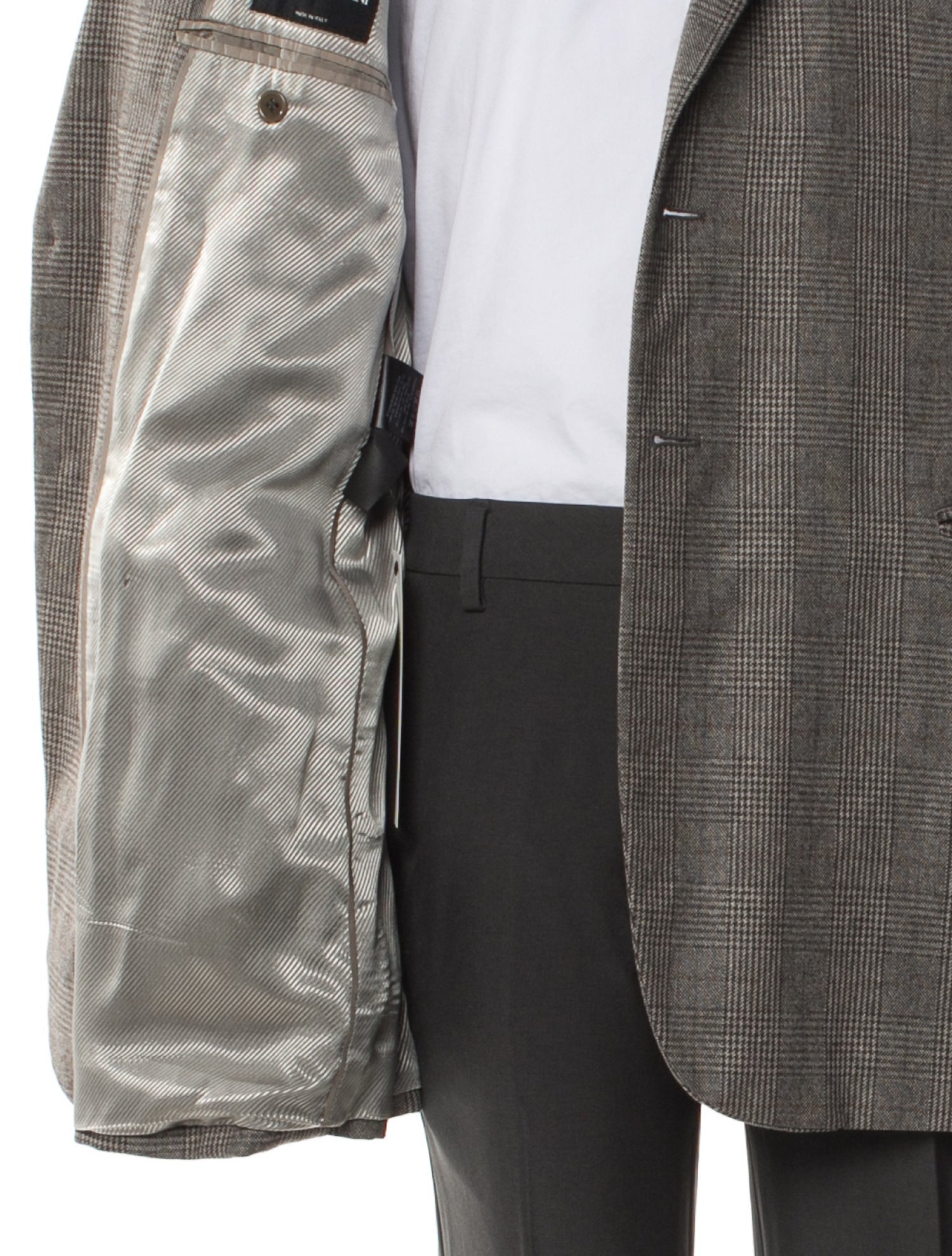 Giorgio Armani Silk Plaid Print Blazer