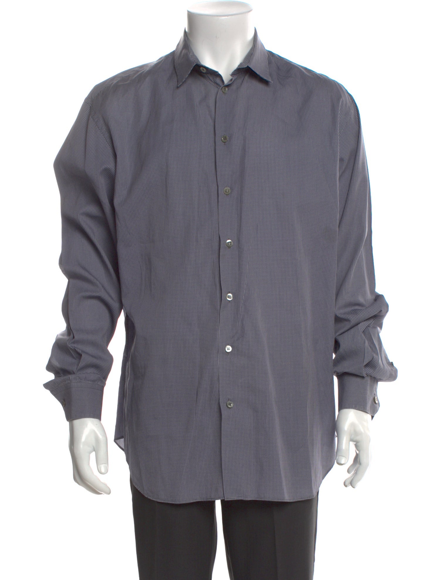 Giorgio Armani Plaid Print Long Sleeve Dress Shirt