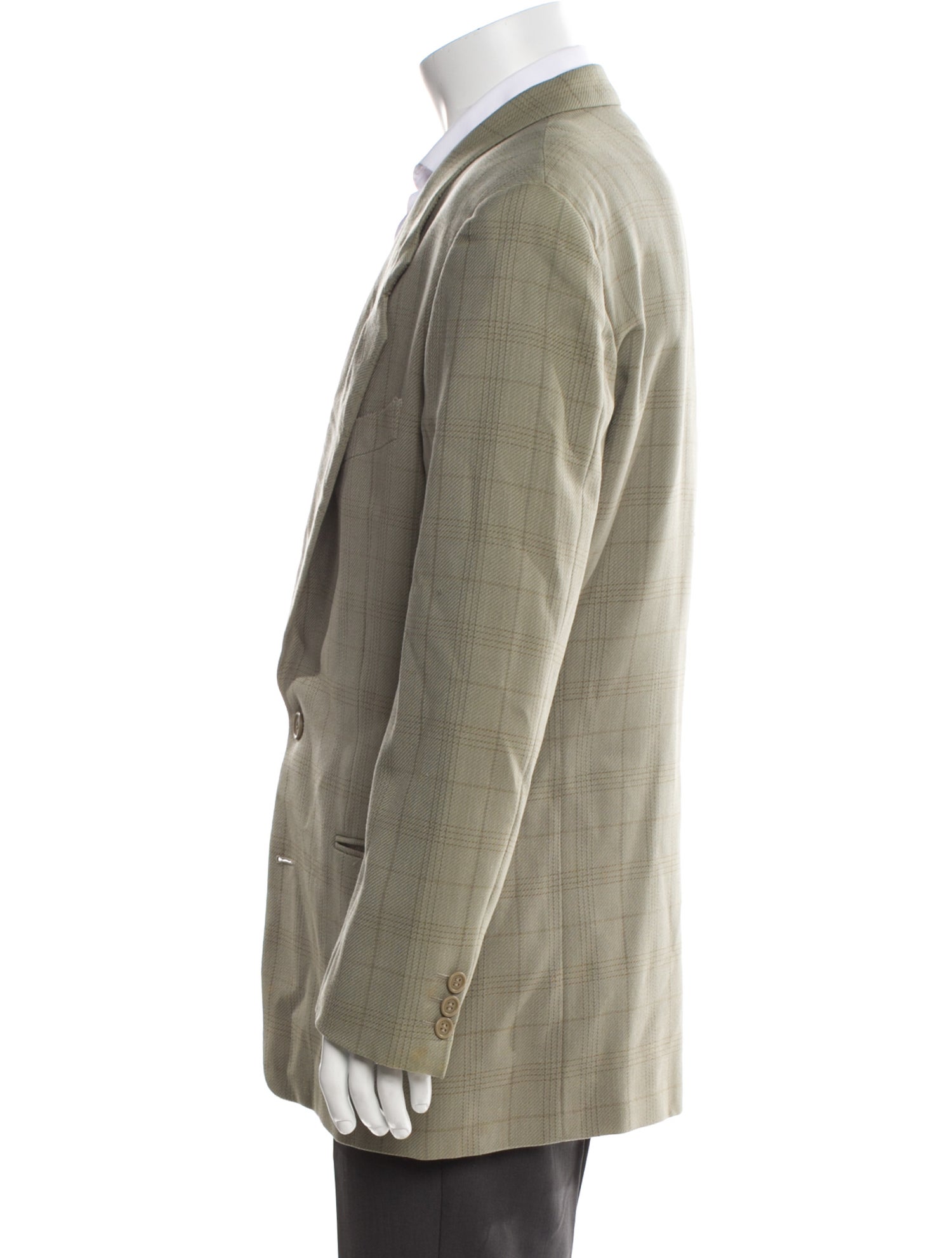 Giorgio Armani Virgin Wool Plaid Print Blazer