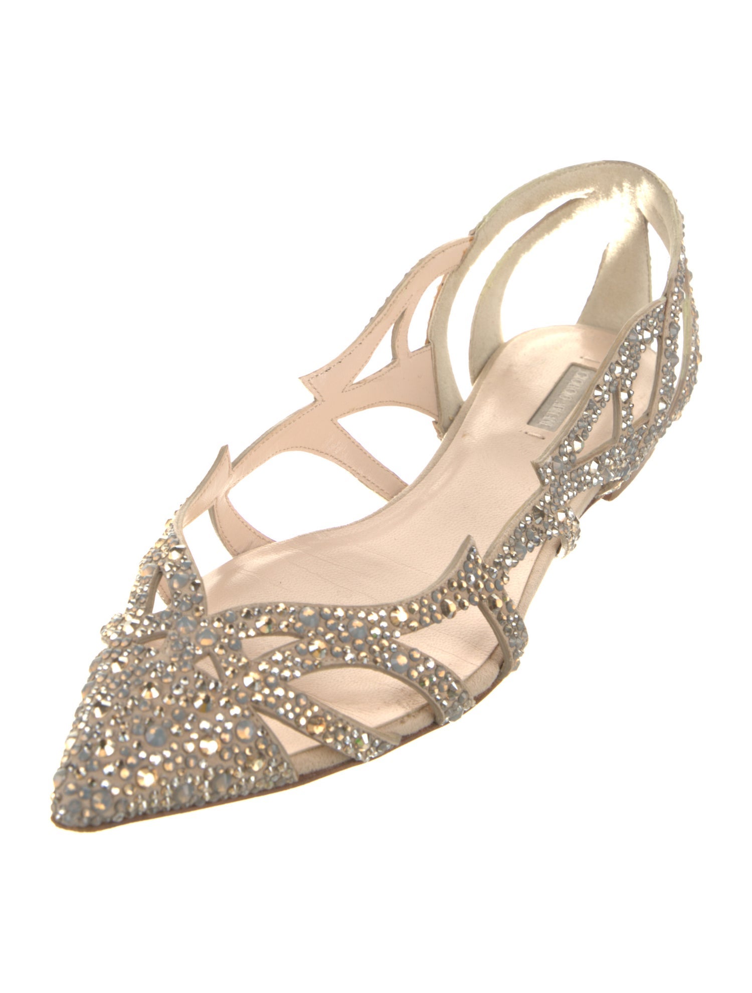 Giorgio Armani Suede Crystal Embellishments Slingback Flats