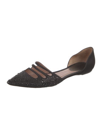 Giorgio Armani Satin Crystal Embellishments D'Orsay Flats