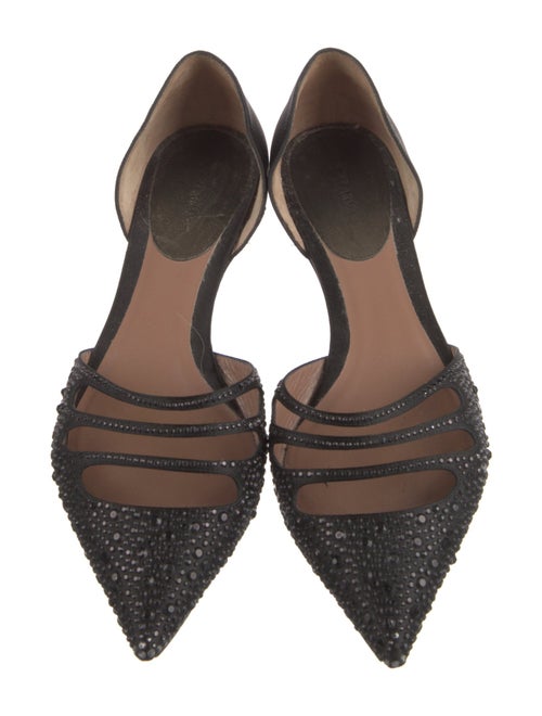 Giorgio Armani Satin Crystal Embellishments D'Orsay Flats