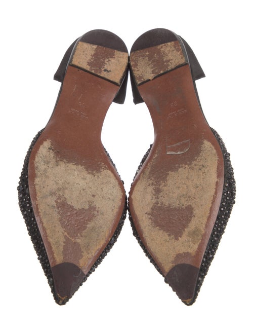Giorgio Armani Satin Crystal Embellishments D'Orsay Flats