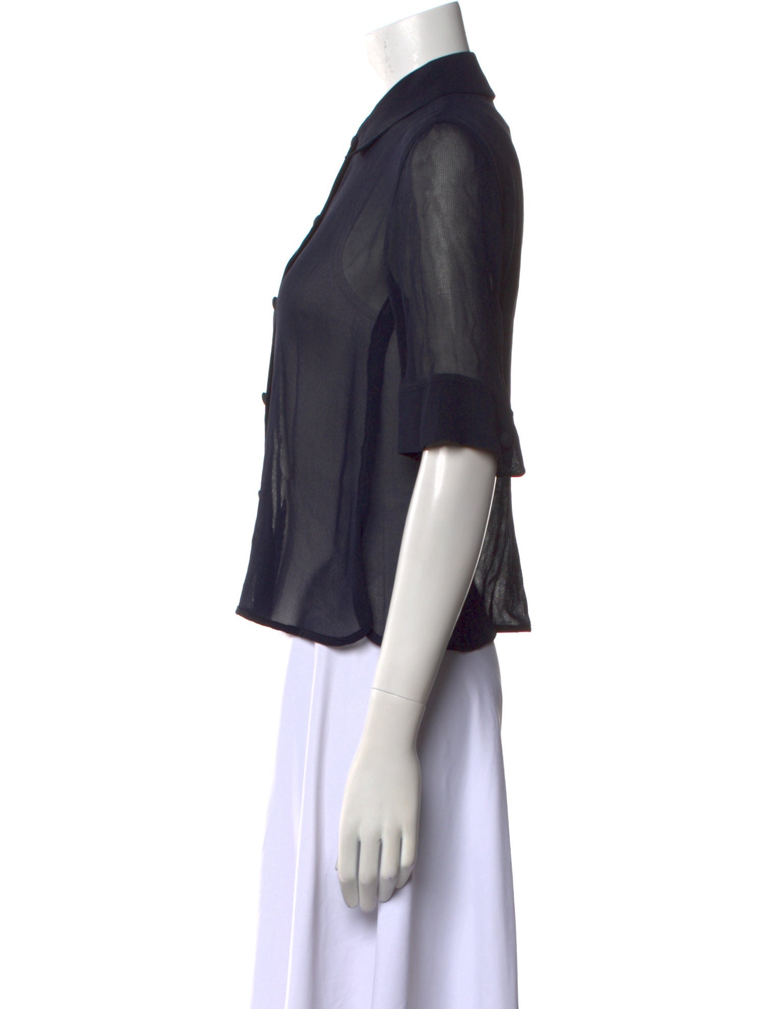 Giorgio Armani Silk Short Sleeve Button-Up Top