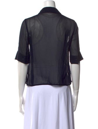 Giorgio Armani Silk Short Sleeve Button-Up Top