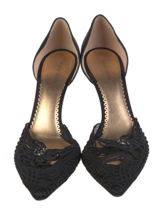 Giorgio Armani Satin Crystal Embellishments D'Orsay Pumps