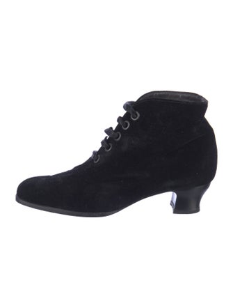 Giorgio Armani Velvet Lace-Up Boots