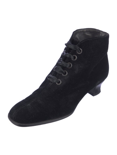 Giorgio Armani Velvet Lace-Up Boots